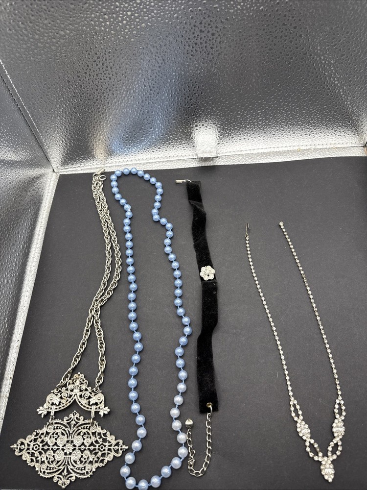 Vintage Necklace Lot Chain Jeweled Bead Choker