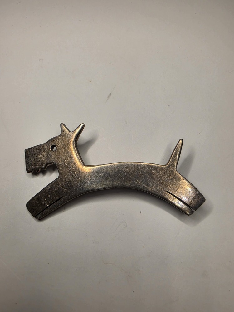 925 Sterling Silver Terrier Dog Simplistic Brooch 2″ 13.3g