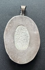 Vintage 925 Sterling Silver Hand Painted Porcelain Floral Pendant 14.84g Oval