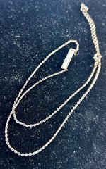 Rose Gold Bar Pendant Necklace Opal Like Bar ADJUSTABLE 16” To 18”