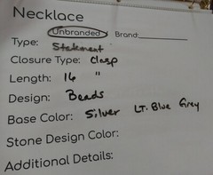 Beaded Layered Statement Necklace 16″ Blue Gray Beads Silver Tone Chain Jewelry