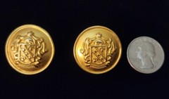 Vintage CASUAL CORNER Matte Gold Tone Crest Shield Button Clip On Earrings