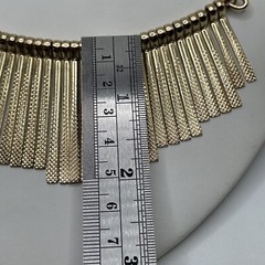 Brutalist Modernist Textured Fringe 16” Collar Geometric Gold Necklace (G1)