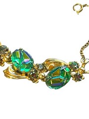 RARE Iridescent Peacock Blue Molded Geode or Lava Stone Schiaparelli Bracelet