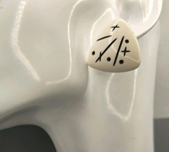 Vintage White Geometric Earrings Triangle Pop Art Graphics Post Pierced 1970s