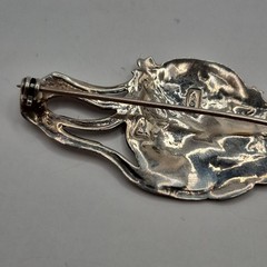 Modern Lady & Stars Art Nouveau Inspired Woman Profile Sterling Silver Brooch