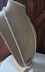Monet Pink Faux Pearl 5.7mm & Translucent 9.7mm Bead Necklace 36″ Signed Vtg