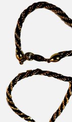 Trifari braided necklace, black and gold tone, 29 in length, signed Tifari