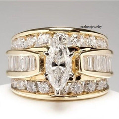 2 Ct Marquise Cut Women’S Diamond Wedding Anniversary Ring 14k Yellow Gold Over