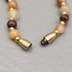 Vintage Stone Beaded Necklace 9mm Round Multicolor Assorted 28″