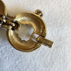 Vintage MONET BRACELET Textured Gold Circle Link Statement Cuff MCM