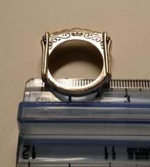 Vintage Brighton 925 Sterling Silver Scroll Ring with Gold Tone Bar Top – 14.4g