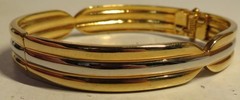 BRACELET Vintage Bangle Gold & Silver Tone Banded Unbranded Fashion Jewelry 8″OD