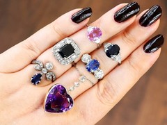 2.34Ct Madagascar Sapphire and 1.85Ct Diamond Platinum Trilogy Ring Circa 1945