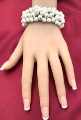 Vintage Milk Glass Beaded Cluster Bracelet Dangle Cluster 5-5/8″ IC Expandable
