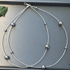 Vintage Modernist Floating Atomic Sphere Cable Necklace Estate Industrial Estate