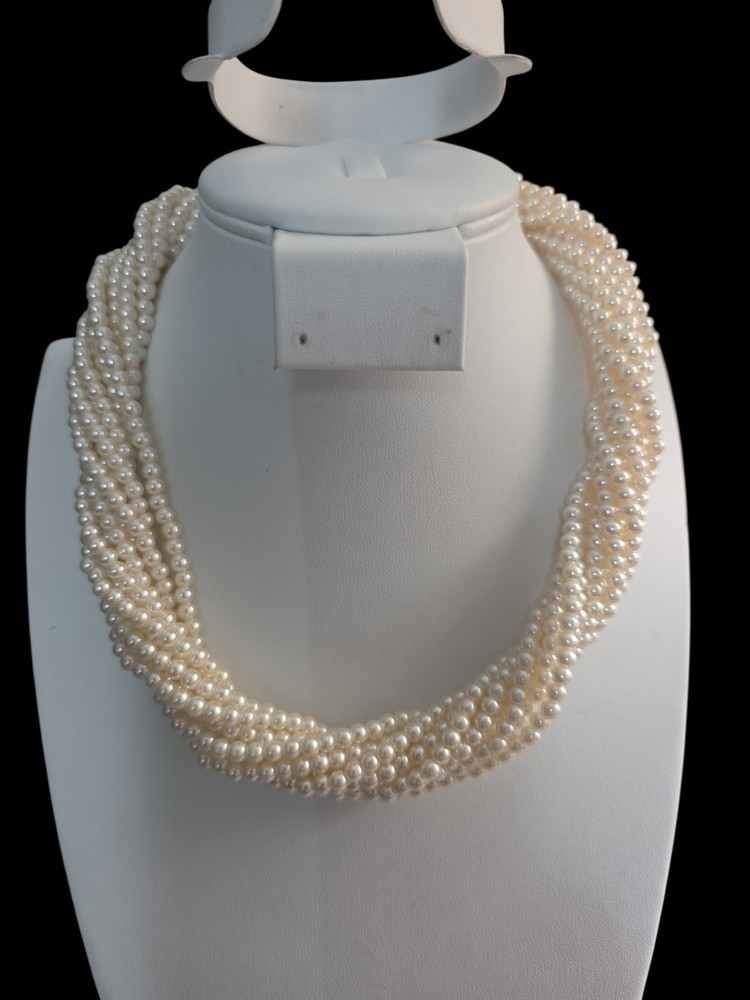 Vintage Faux Pear Torsade Choker Necklace 1950’s 17 In