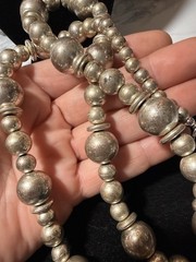 Vintage Silver Tone Alternating Bead Necklace 26” Spring Ring Lot# 1407