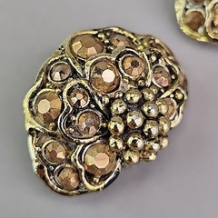 Vintage Hollycraft Rhinestone Clip On Earrings Gold Tone 1 1/8″
