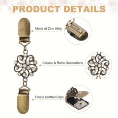 3Pcs Dress Clips Back Cinch, Sweater Clips (Floral Cluster, 3 Colors)