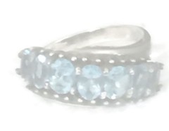 Vintage Blue CZ Ring Band Eternity Sterling Silver Women Cocktail Size 5.50