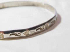 Vintage Mexico Sterling Silver Engraved Bangle Bracelet B595