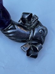 William Spratling Style (Unsigned) Sterling Silver Carved Amethyst Tulip