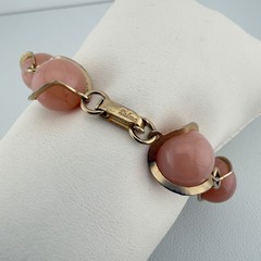 Vintage Stone Bracelet Caged Wire Wrapped Gold Tone 6.25″