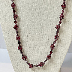 Bohemian Garnet Grape Cluster Necklace Vintage 34″ Long 90 grams