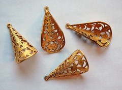 1 Loop Rounded Filigree Bead Cap or Pendant Drop (4) mtl249A