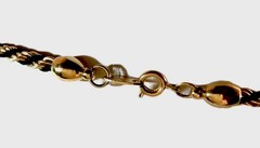 Trifari braided necklace, black and gold tone, 29 in length, signed Tifari