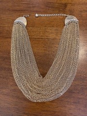 Vintage Multi-Strand Gold Chain Necklace Unsigned Statement Costume