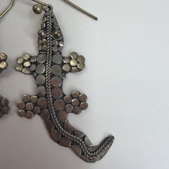 Vintage 925 Sterling Silver Alligator Fish Hook Earrings