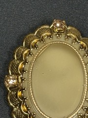 Antique Victorian Brooch – Ornate Gilt Metal with Central Cabochon and Champagne