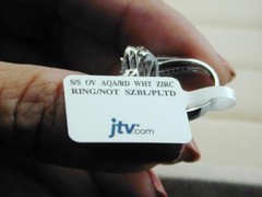 JTV Sterling 7 Oval Aquamarine White Zircon Cocktail Ring 6 New In Box
