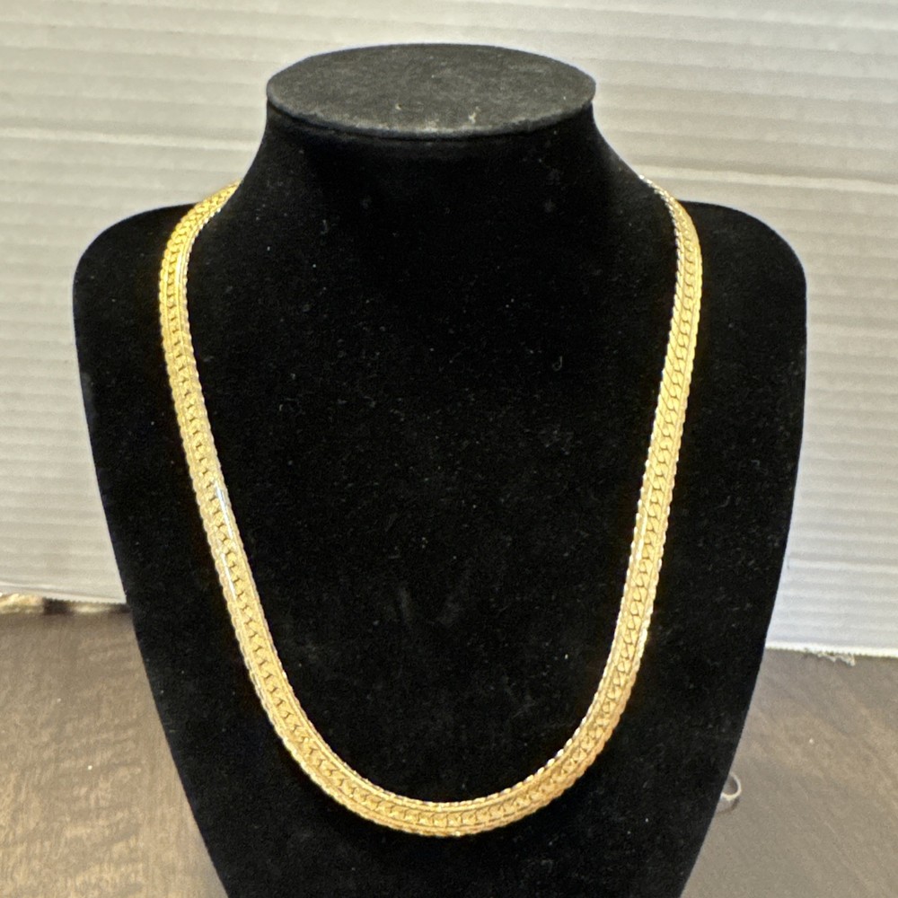 VTG 14K Gold Filled Serpentine Necklace 2mm Chain 18.2” Long Ver Pretty