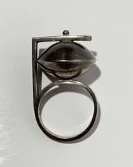 MID CENTURY MODERN ART DECO STERLING SILVER RING HALLMARKS Space Age Atomic