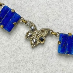 Vintage Art Deco Sterling Silver Costume Glass & Blue Sodalite Jewelry Lot As Is