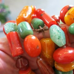 Vintage Plastic Beaded Necklace Multi Colored 56 in [5485]