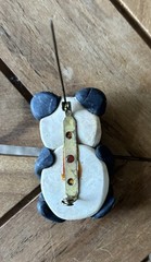 Vintage Polymer Clay Panda Bear Brooch Pin Handmade