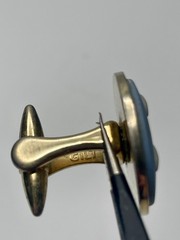 Vintage Wedgwood Blue Scales of Justice Cameo Libra Blue White Gilt Cufflinks