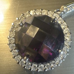 NWOT Pendant 925 Silver Stamped CZ’s Natural Amethyst Design Piece Dazzling!