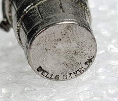 Vintage Wells Sterling Enamel Charm ~ Champagne Bottle in Ice Bucket Rhinestones