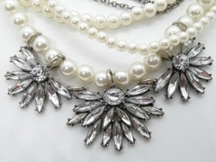 Sugarfix by Baublebar Faux Pearl Multistrand Silver Chunky Pendant Necklace 65b9