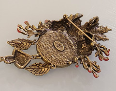 Kirks Folly Seaview Moon Autumn Harvest Mushroom Leaf Crystal Dangle Brooch Pend