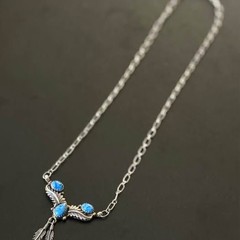 Vintage Sterling Denim Lapis Necklace Signed D | 19’