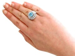 Vintage 5.70 Ct High Zircon 3.15 Ct Diamond 18k White Gold Dress Ring Size 5.5