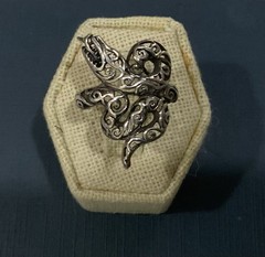 Vintage Sterling Silver Filligree Snake Ring Intricate Swirling Details SZ 9.5