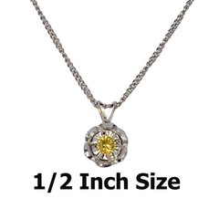 14K Solid White Gold Lab-Created Yellow Spinel Sun Pendant Necklace, 0.2 CTW
