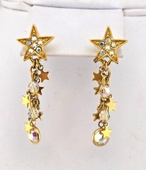 Kirks Folly Star Cluster Drop Dangle Goldtone Earrings Vintage Pierced #2